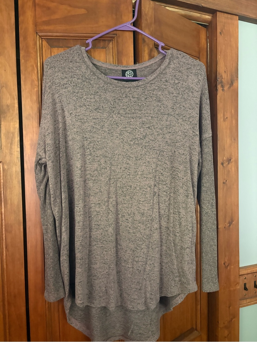 Bobeau Heathered Long Sleeve Tunic